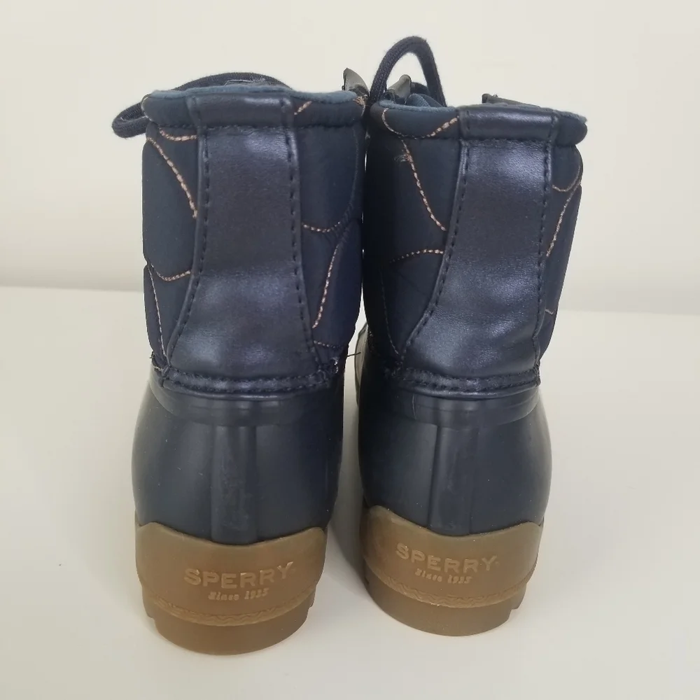 Sperry Navy Gold Quilted Port Boot Size 1M Girls Youth